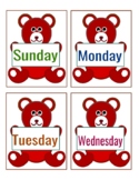 Cute Teddy Days of the Week Flashcards for Preschool