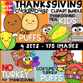 Preview of Cute Thanksgiving Clipart Bundle - Cuddlebugs Collection