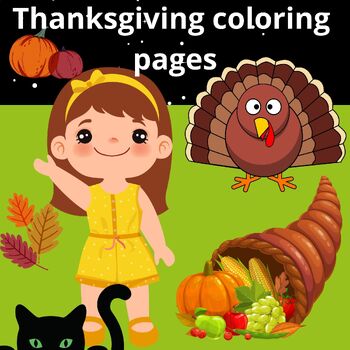 Preview of Cute Thanksgiving coloring pages for kids