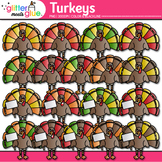 Cute Turkey Clipart: Thanksgiving Clip Art Color, Black & 