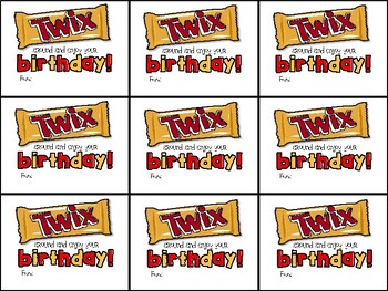 Cute Twix Birthday Gift Tag by Highs and Lows of a Teacher | TPT