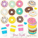 Donut and Coffee Clipart Scrapbook Commercial Use. Doughnu