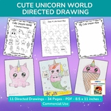 Cute Unicorn World Directed Drawing - Commercial Use Allowed