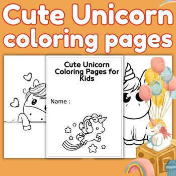 Preview of Cute Unicorn coloring pages for Kids - coloring sheets