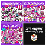 Cute Valentine Animals Clipart Bundle | Valentine's Day Cl