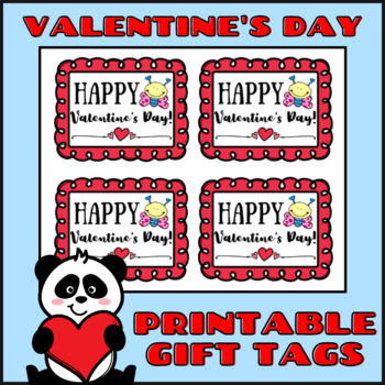 Preview of Cute Valentine's Day Gift Tags for Students From Teacher Printable Labels Cards