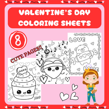 Preview of Cute Valentine's Day Printable Coloring Pages