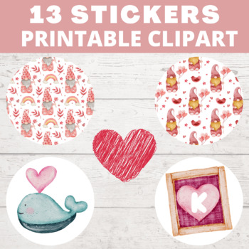 Cute Valentines Day Stickers Printable Clipart by Educatly