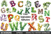 Cute Vegetable Alphabet Edcucation Clipart