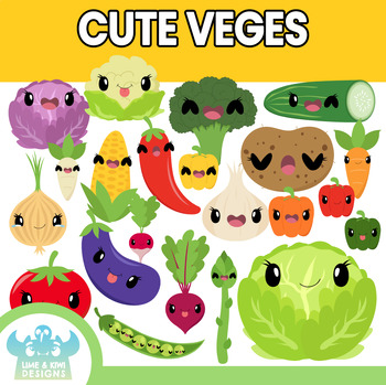 Cute Vegetables Clipart (Lime and Kiwi Designs) by Lime and Kiwi Designs