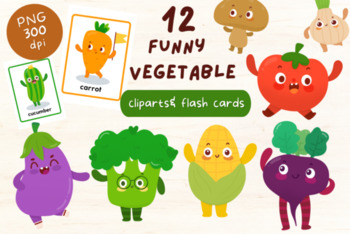 Cute Vegetables Clipart and Flash Card by Rosey Files | TPT