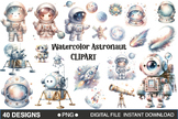 Cute Watercolor Astronaut Clipart