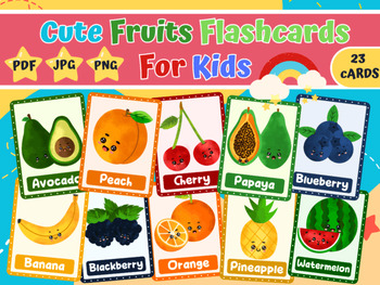 Preview of Cute Watercolor Fruits Flashcards