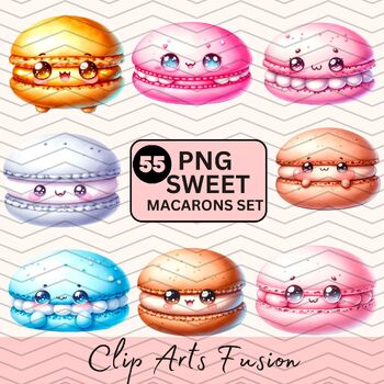 Preview of Cute Watercolor Sweet Macarons Clipart Set[Commercial Use Allowed]