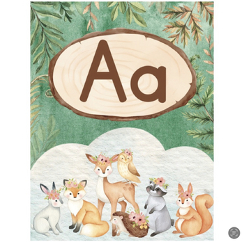 Preview of Cute Watercolor Woodland Animals Alphabet Posters Word Wall Cards
