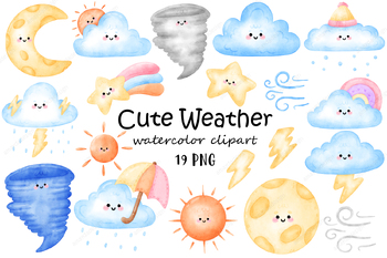 Preview of Cute Weather Clipart, Season Clipart, Forecast Cliaprt