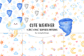 Preview of Cute Weather patterns, Cute Background, weather patterns, Cute digital papers