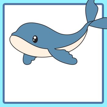 Cute Whale / Sea Animal / Humpback Whale Cartoon Character Ocean Clip Art
