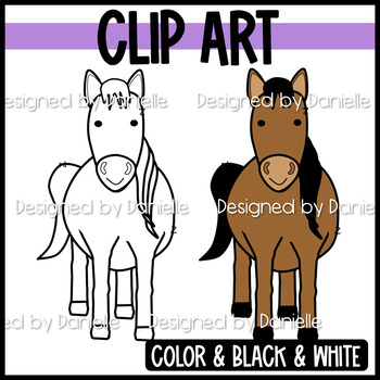 cute horse clip art black and white