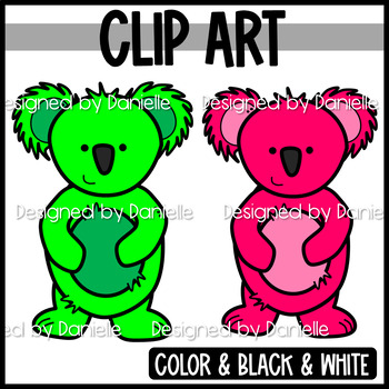 Cute and Colorful Rainbow Koala Bear Clipart by Designed by Danielle