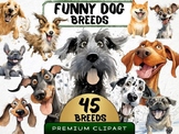 Cute and Funny Dog Breeds Clipart Bundle- Dog Clipart