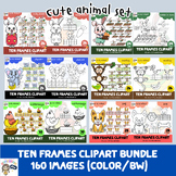 Cute animal categories Ten Frames Clipart Bundle