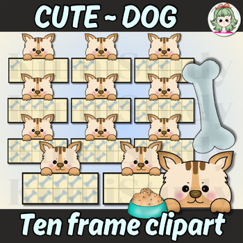 Preview of Dog Ten Frame Template, Doggy Ten Frames Clipart, Cute animals Ten Frames.