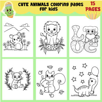 Preview of Printable Cute animals coloring pages, activity sheets, coloring book, clipart