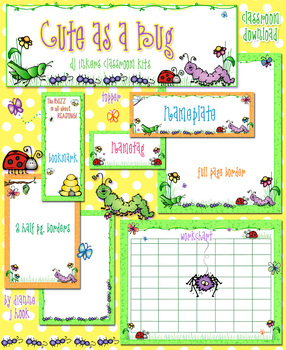 Preview of Cute as a Bug Classroom Theme Kit - Borders, Printables and Insect Clip Art