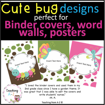 Preview of Cute as a Bug EDITABLE Binder Covers