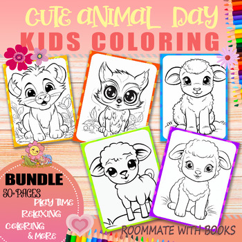 Cute Animals: A Coloring Book With 50 Beautiful and Cute 