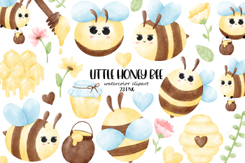 Preview of Cute bee clipart, Bee clipart, Watercolor Honey Bee, Animal clipart