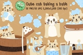 Cute cat taking a bath Clipart