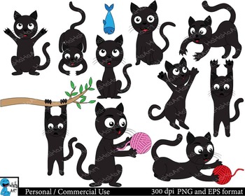 Cute Cats Clipart Cat PNG Cute Cat Playing Clipart Digital 