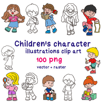 Preview of Cute children character illustration clip art