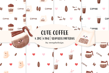 Preview of Cute coffee patterns, Cute Background, coffee patterns, Cute digital papers