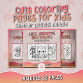 Cute coloring pages for kids - summer activity bundle