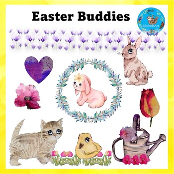 Preview of Cute easter animals watercolour clipart