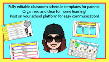 Preview of Cute editable weekly schedules for distance learning!