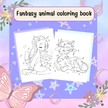 Preview of Cute fantasy animal coloring book for Kids.