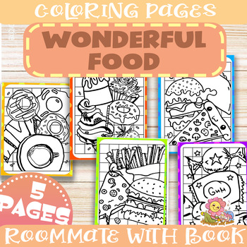 Preview of Cute food Coloring pages , fun creative activities, Classroom decoration!