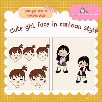 Preview of Cute girl face in cartoon style