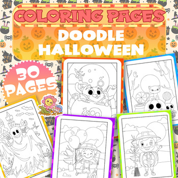 Preview of Cute halloween Coloring Pages , Fun cartoon animal activities, Classroom Decor!