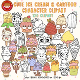 Ice cream cone and cream character Clipart in the summer.