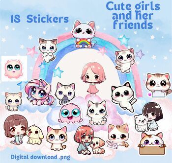 Cute Kawaii Cats & Chores Sticker Pack | Cute | Fun Stickers | Stickers |  Gift for Her | Pack of 16 Planner Stickers