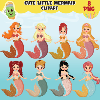 Preview of Cute mermaid clipart PNG, mermaids clip art, little mermaid, underwater, fishes