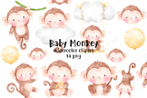 Cute monkey, monkey, monkey Clipart, watercolor monkey