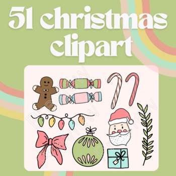 Cute muted pastel 50 Christmas Clipart by Gabby The OT | TPT