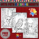 Cute pets coloring sheets for kids 4-8 years old