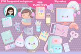 Cute stationery cliparts